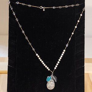 SILPADA "OH SO PRETTY" Necklace Quartzite, Crystal 28" EUC